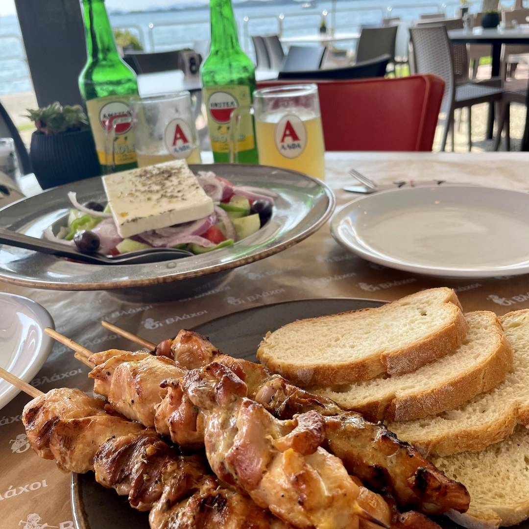 Souvlaki and Greek salad